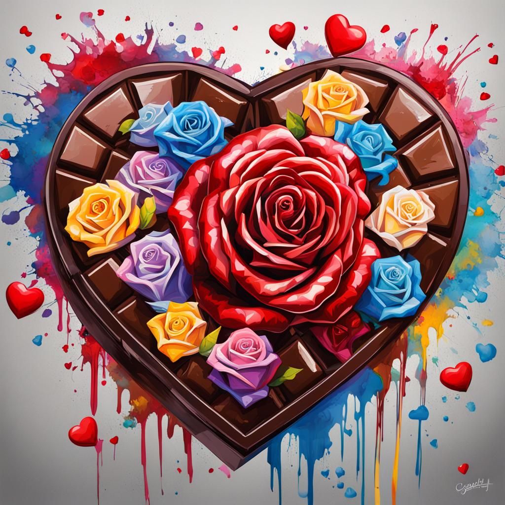 Graffiti Art: Empty Chocolates, Roses, Heart Underwear