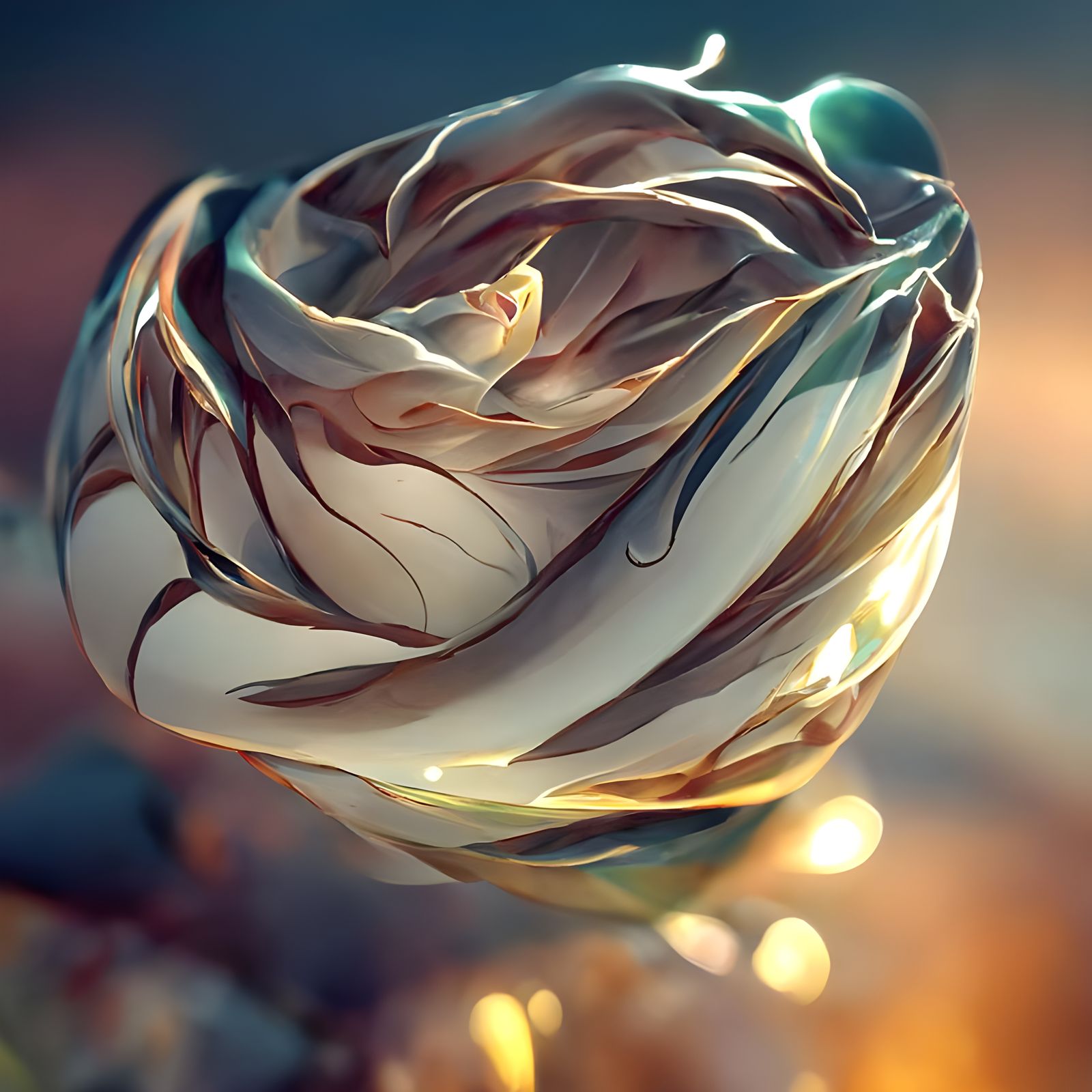 Rose Gold Heart with Vines in Rococo Style