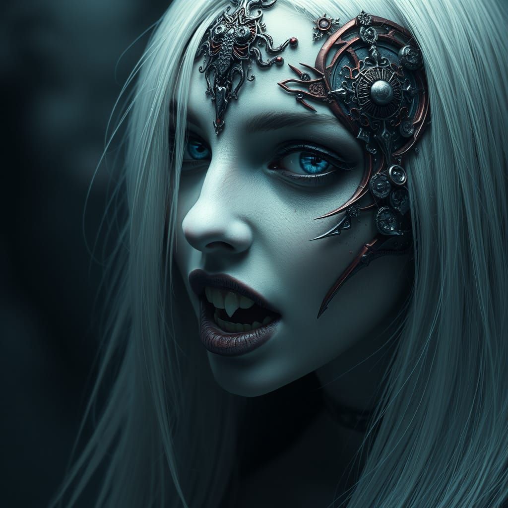 Ethereal, Haunting Portrait of a Female Figure in Dark, Myst...