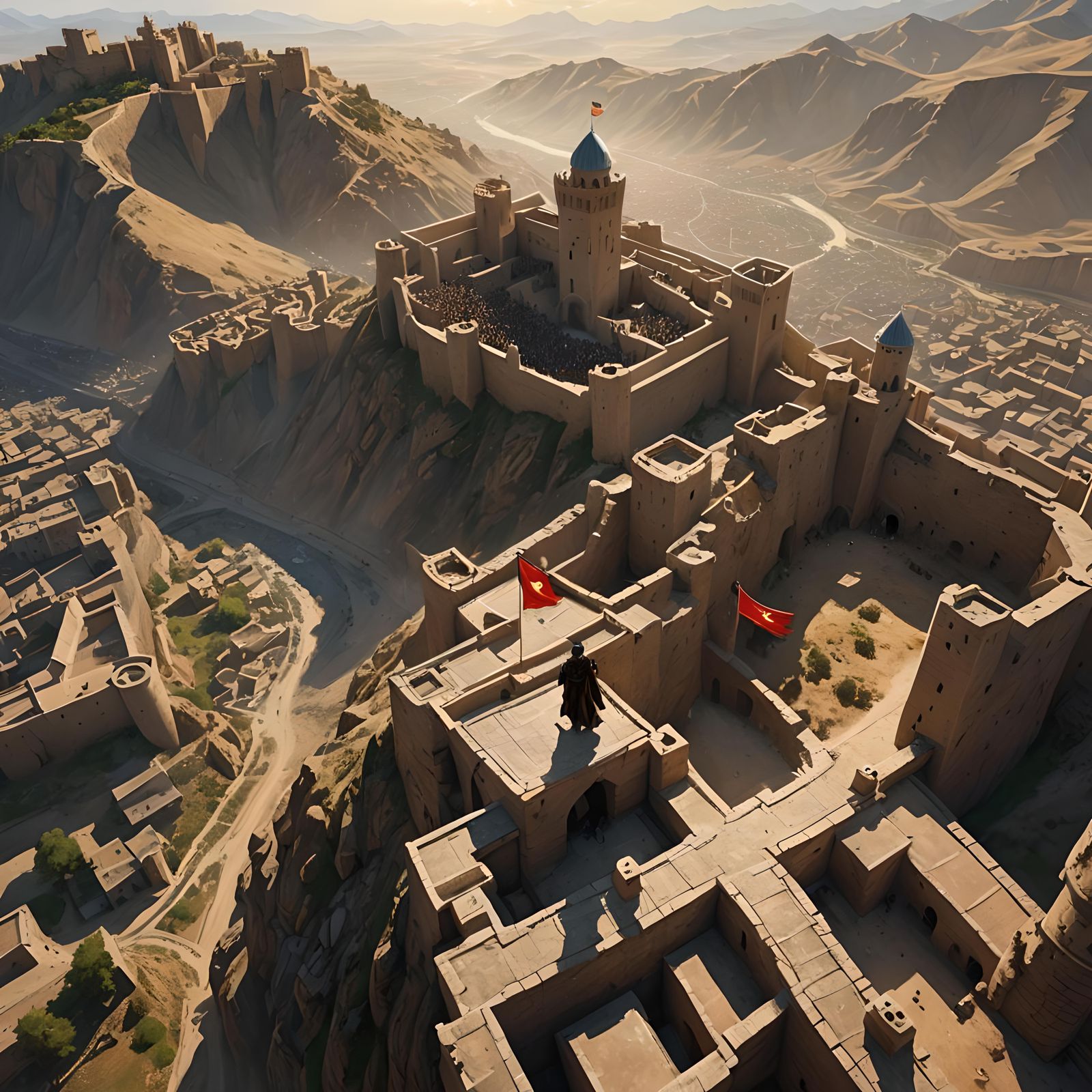 Alamut Castle with Nizari Flag: Matte Painting