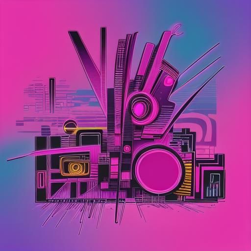 Abstract Synthwave in Kandinsky Style