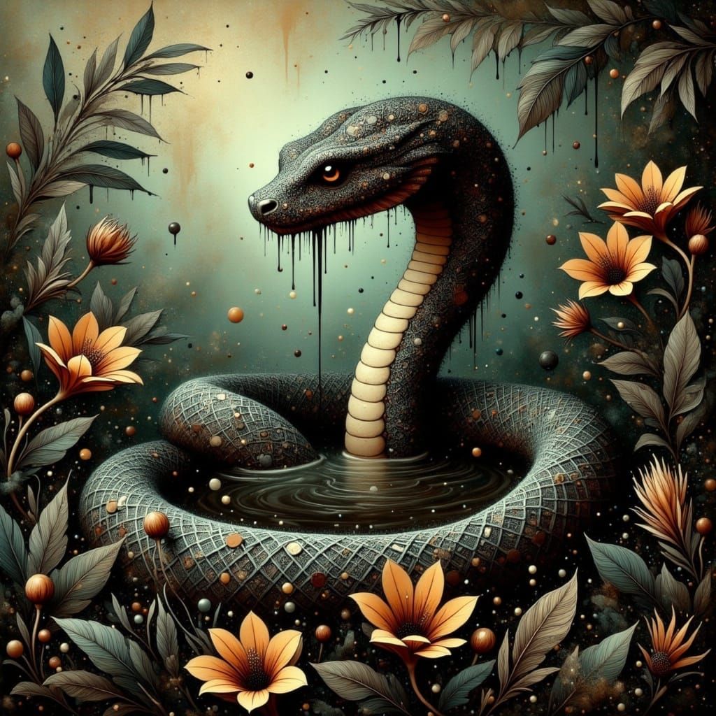 Sleek King Cobra in Jungle Paradise, in Hyper-Realistic Wild...