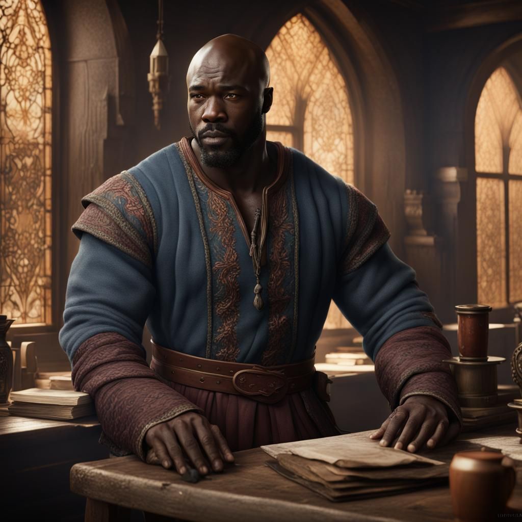 Fantasy Innkeeper Concept Art in Detailed Matte Painting