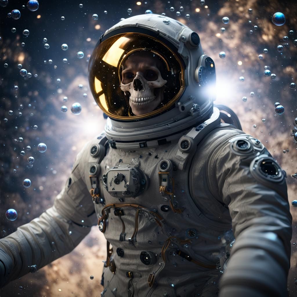 Astronaut in Luminescent Suit Amidst Cosmic Secrets
