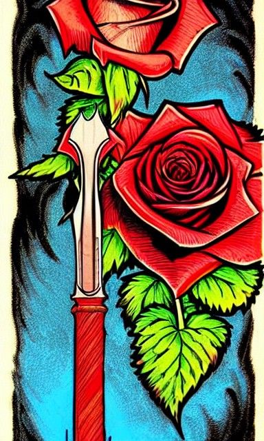 Dagger and Rose: American Traditional Tattoo Design