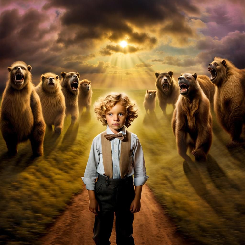 Courageous Figure with Childhood Monsters, as Pastel Art