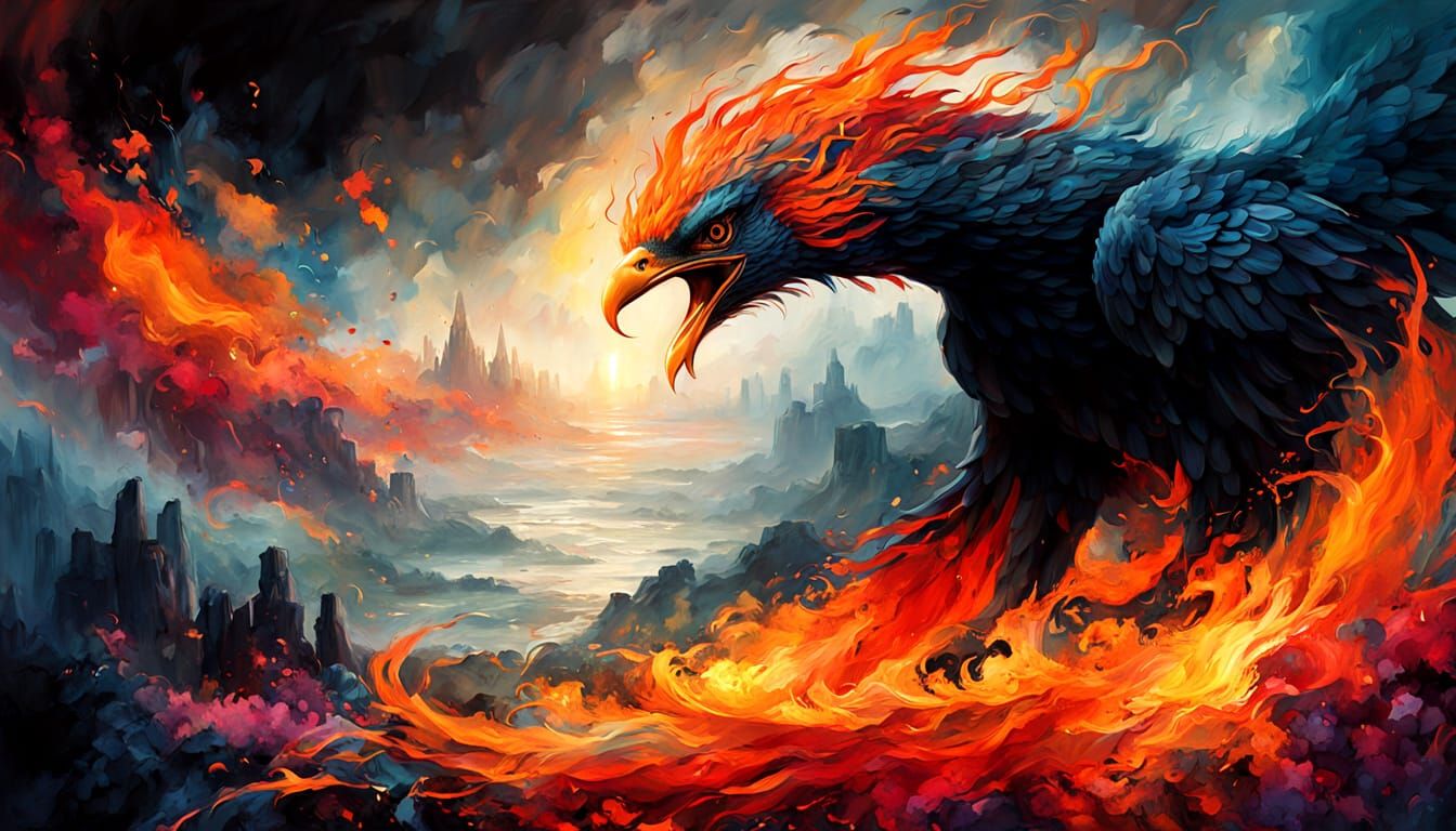 Majestic Fiery Phoenix Dreamscape