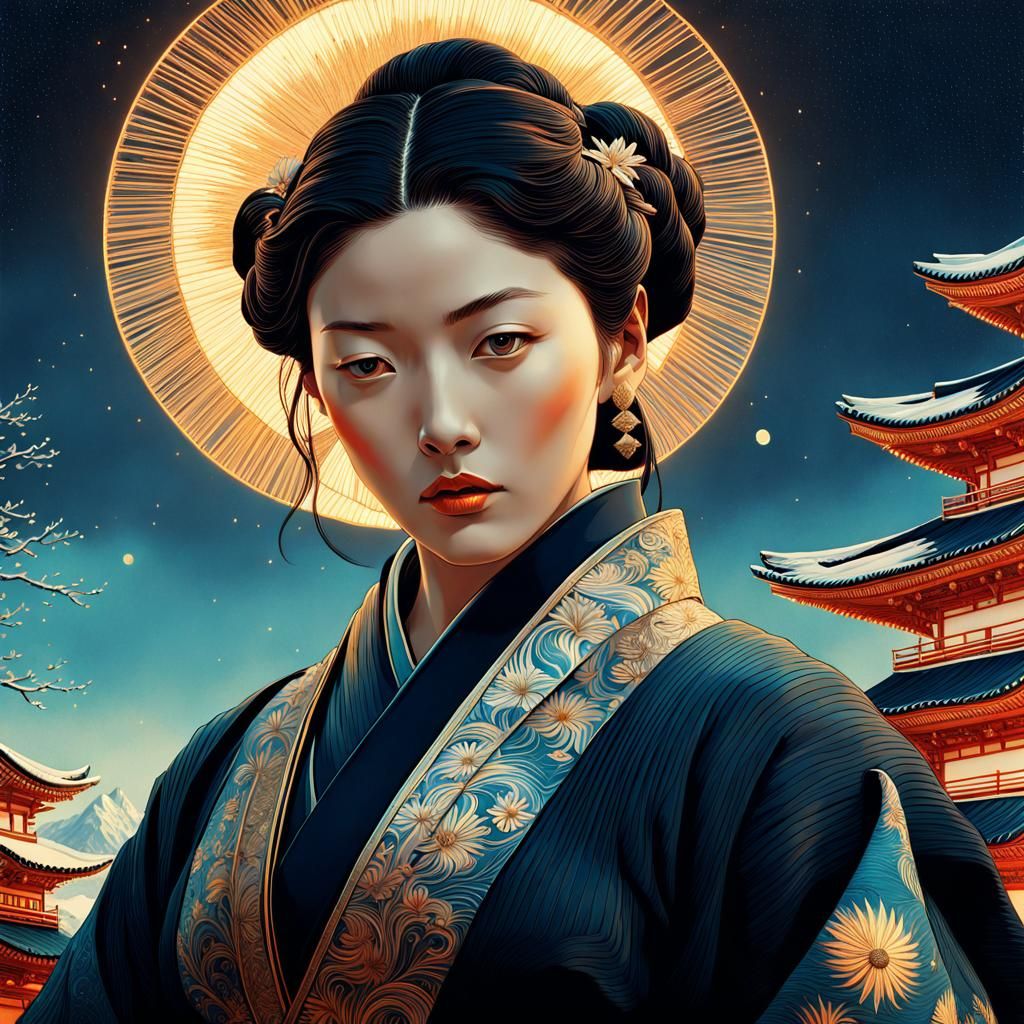 Embossed Vintage Fantasy Art with Astral Patterns