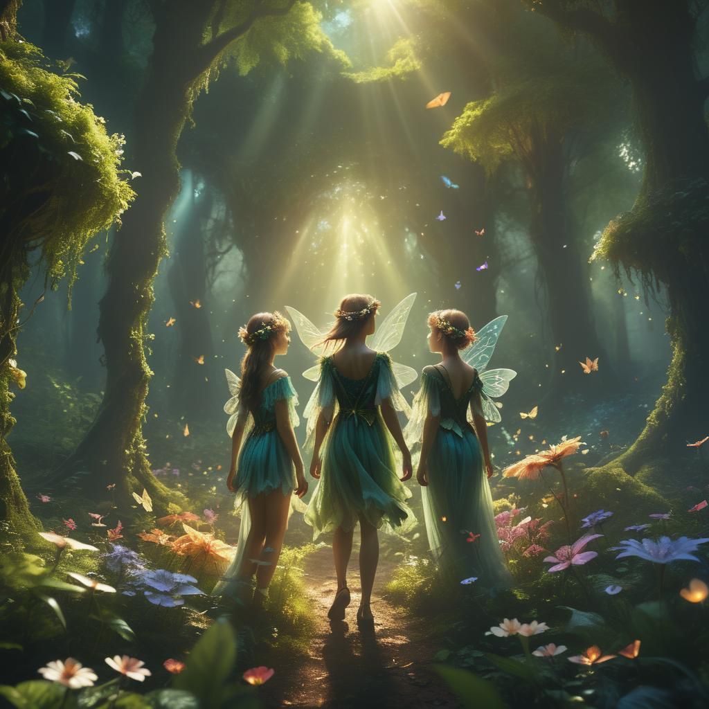 Fairies Dancing in a Mystical Forest