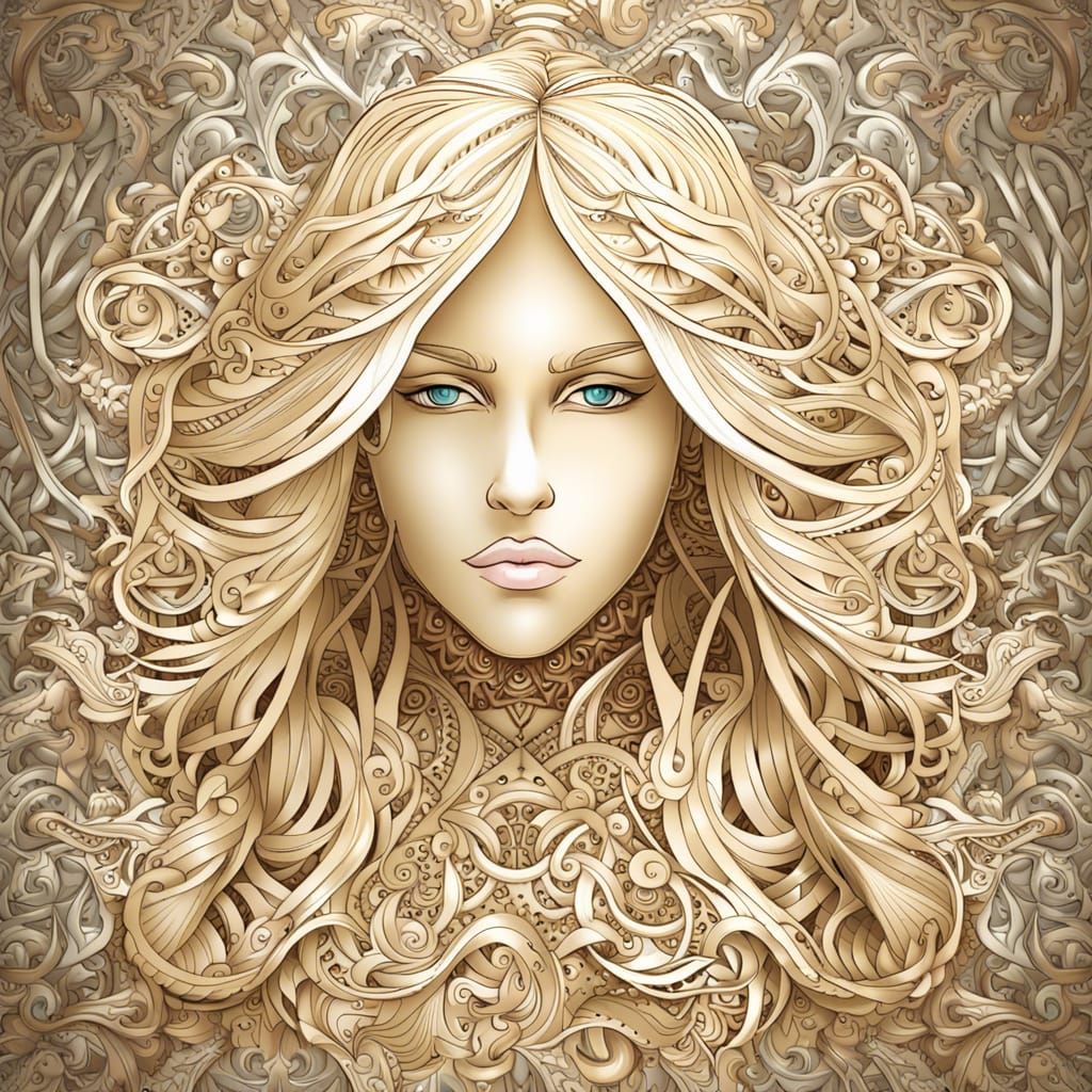 Viking Woman Portrait with Abstract Vector Art