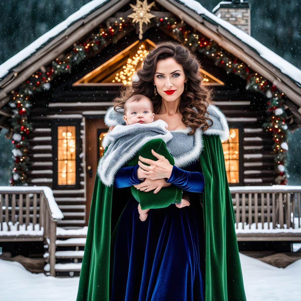 Runa Claus in a Christmas Snowstorm, Digital Art