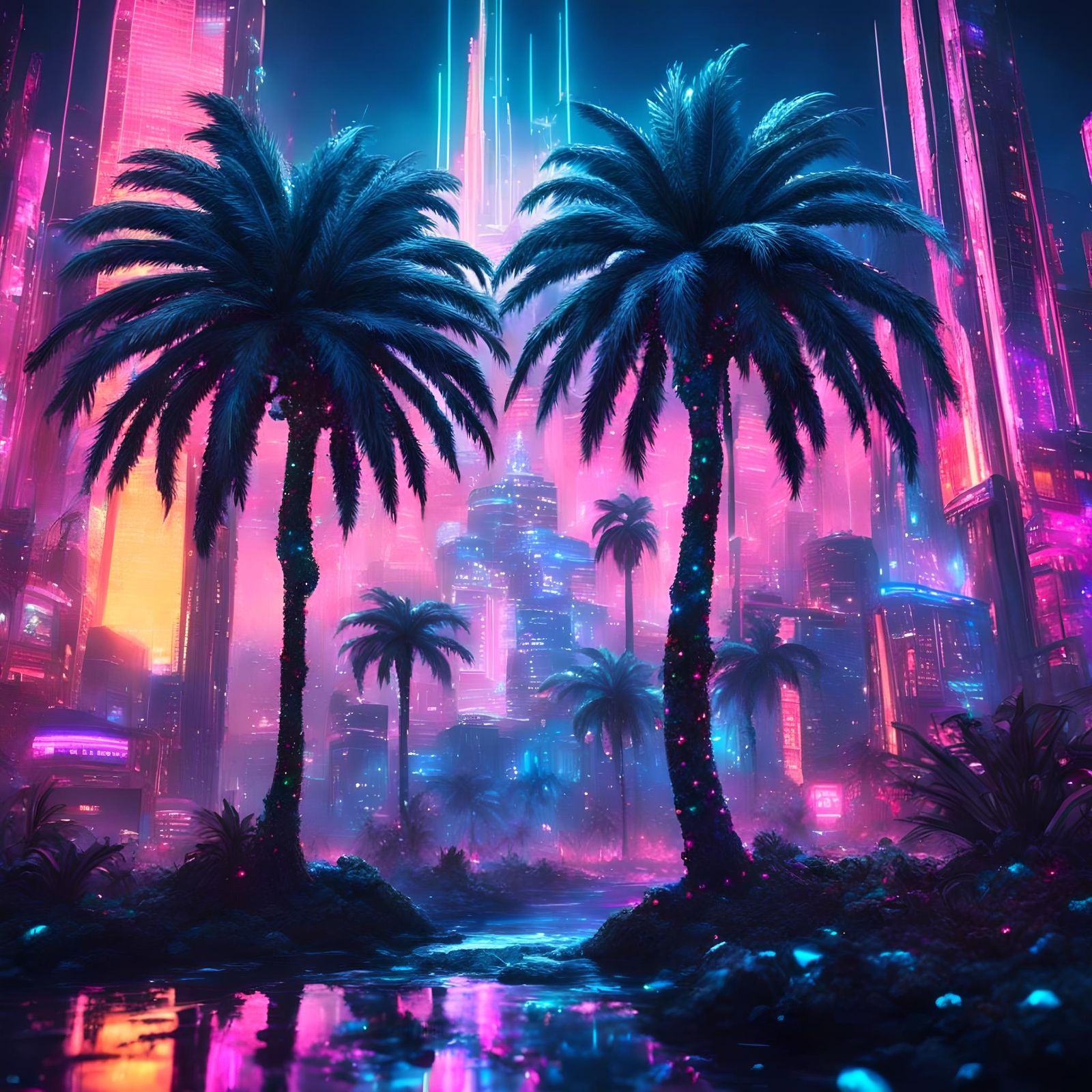 Crystal Palm in Cyberpunk Night City