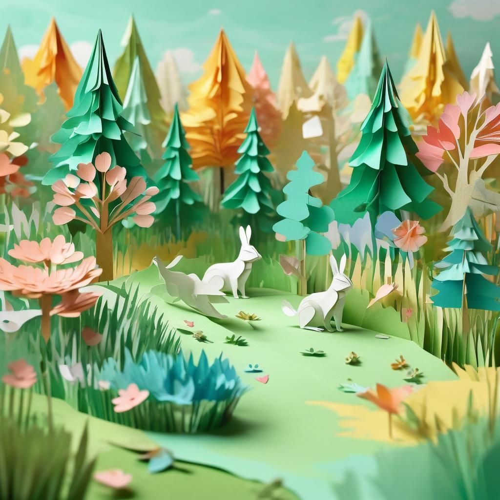 Origami Meadow: Papercraft Countryside in Pastel Colors