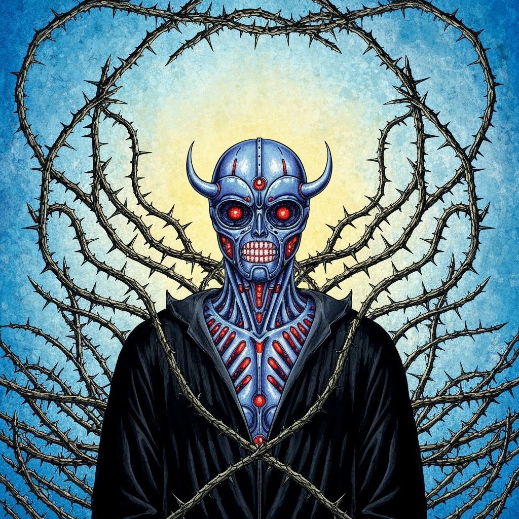 Horror Cyborg with Thorns and Devilish Ropes