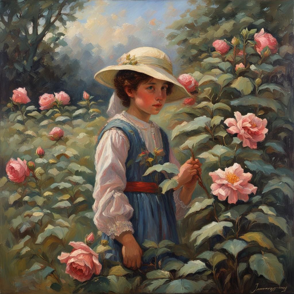 Fading Rose and Lily, Oil Painting