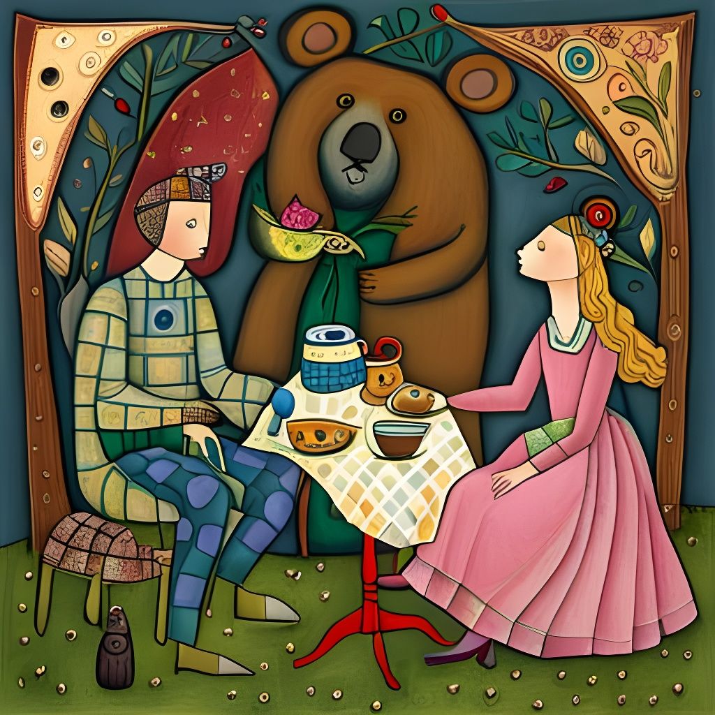 Goldilocks and the Three Bears in Art Brut Style