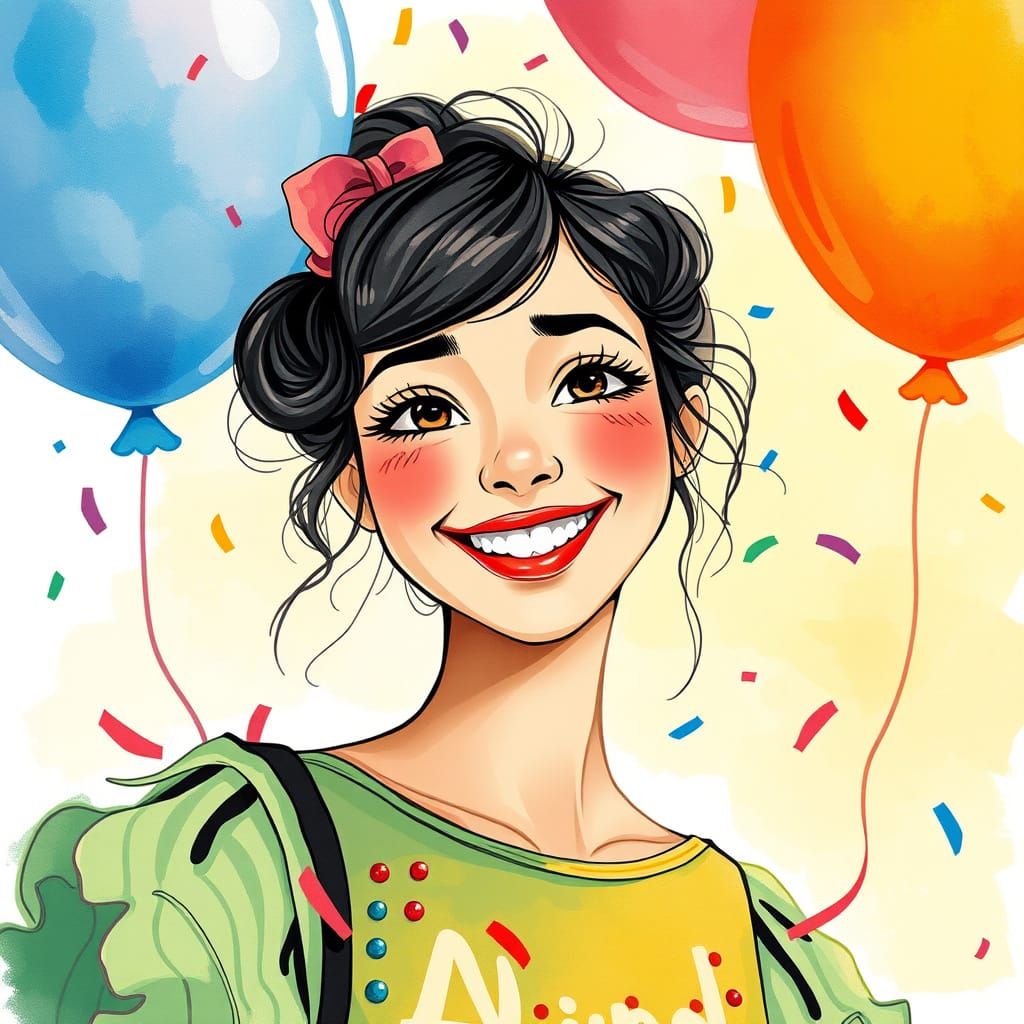 Whimsical Birthday Celebration in Vibrant Watercolor Style
