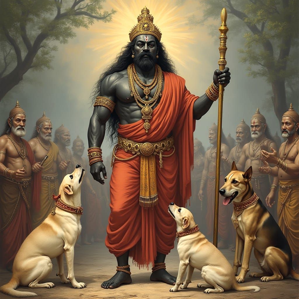 Kala Bhairava Protecting People with Dogs