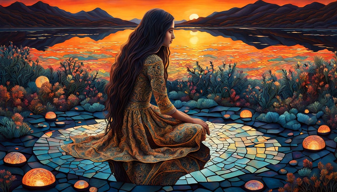 Surreal Bio Art Sculpture with Ethereal Landscape