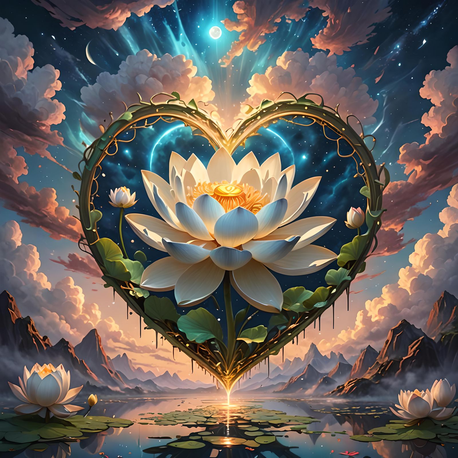 White lotus in the heart