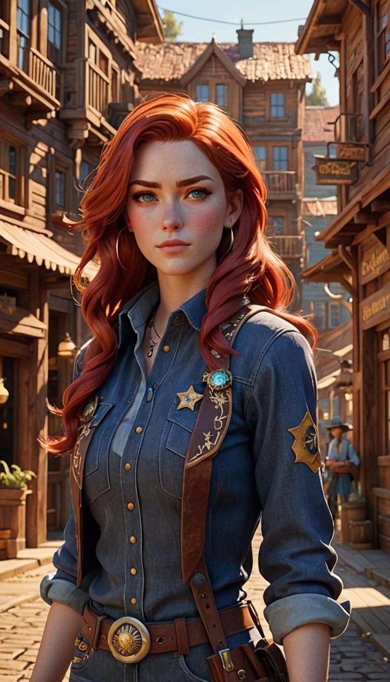 Red-haired cowgirl