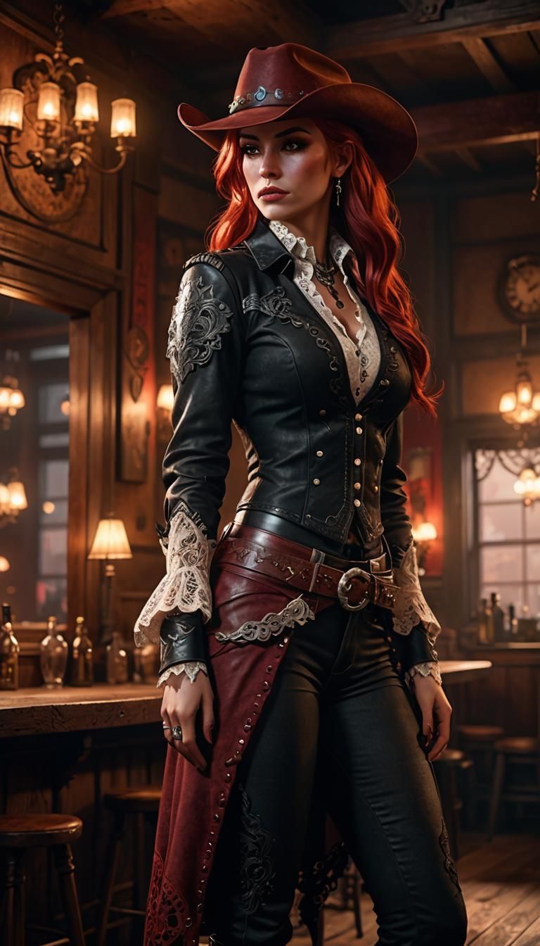 Red-haired cowgirl