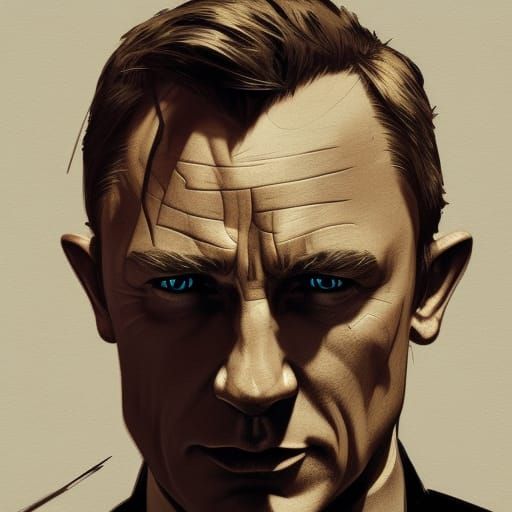 Messed Up James Bond Portrait: Hyperdetailed Concept Art