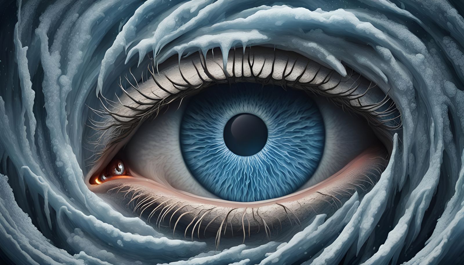 Fiery Ice Storm Optical Illusion in Sinister Style