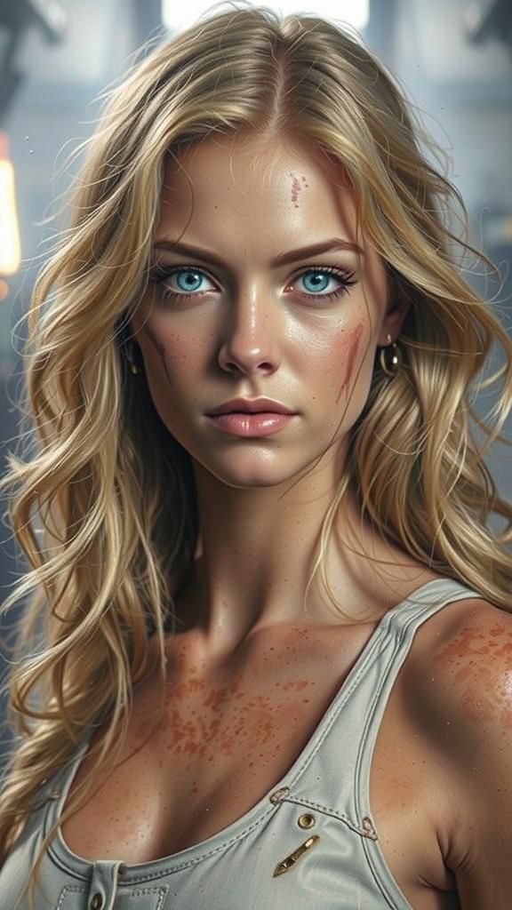 Stunning Woman Working at Steel Mill in Hyper-Realistic Styl...