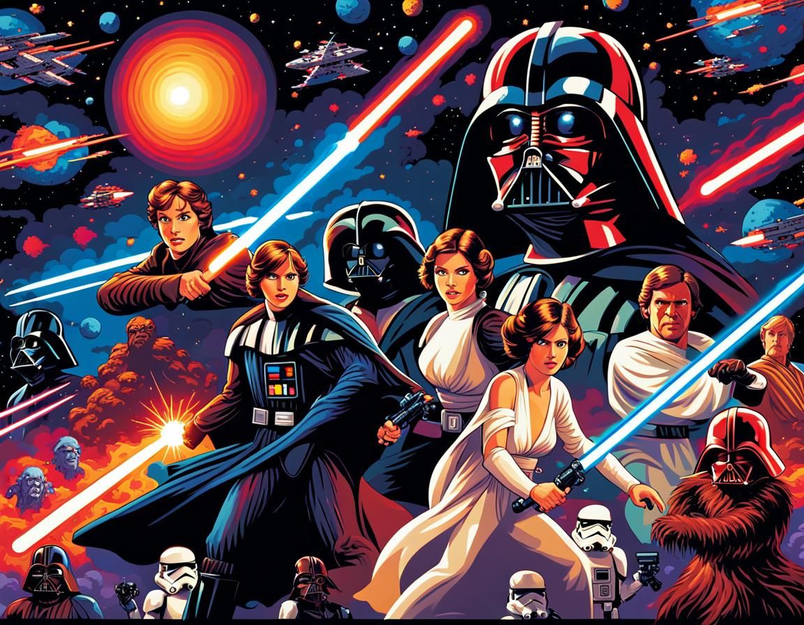 Epic Star Wars Battle in Retro Pixel Art