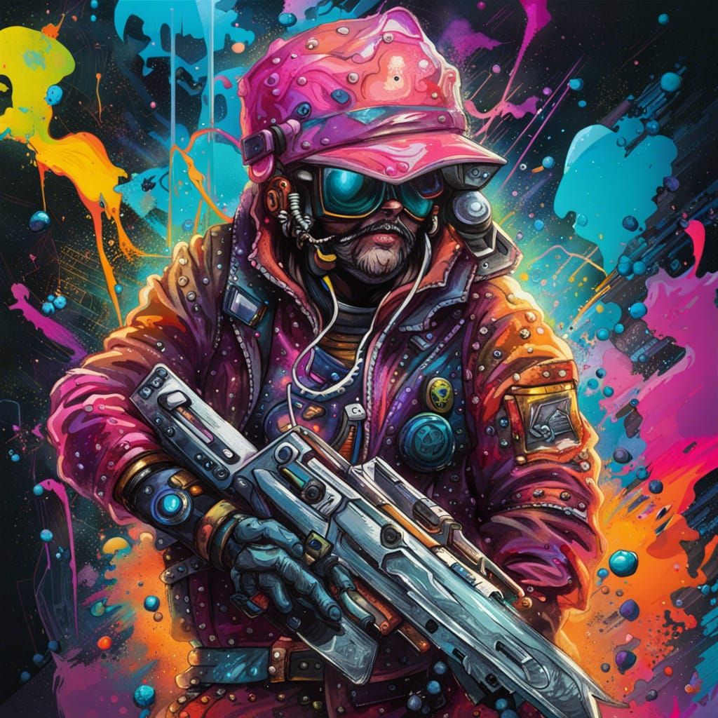 Futuristic Space Pirates in Graffiti Art Style