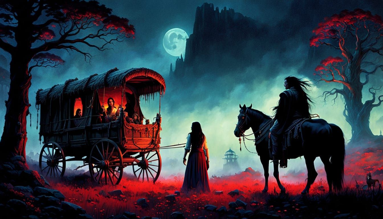 Native American Vampire Shaman in Studio Ghibli Style