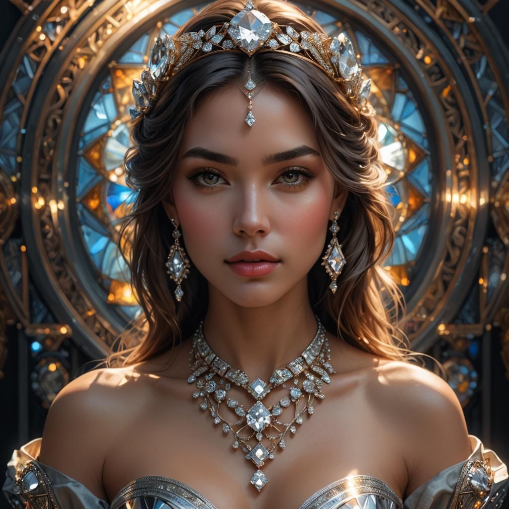 Diamond Jewelry Portrait in Hyperdetailed Style