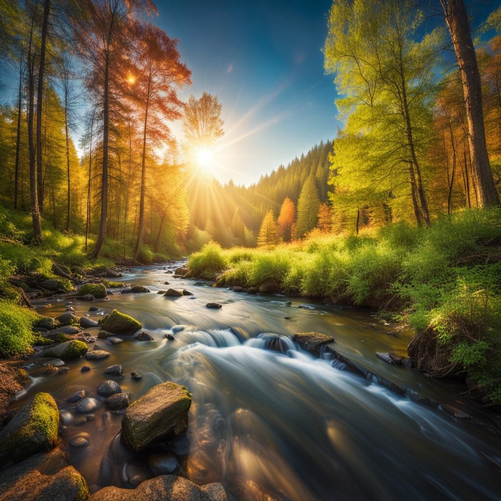 Serene Forest Landscape with Winding River