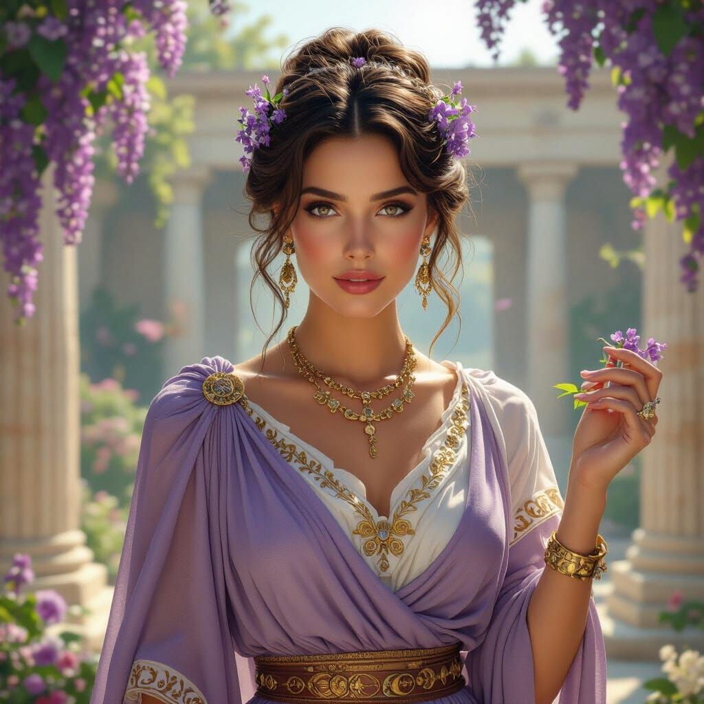 Greek Goddess Charis in Ancient Temple Art