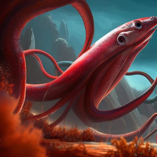 Detailed Giant Squid Concept Art