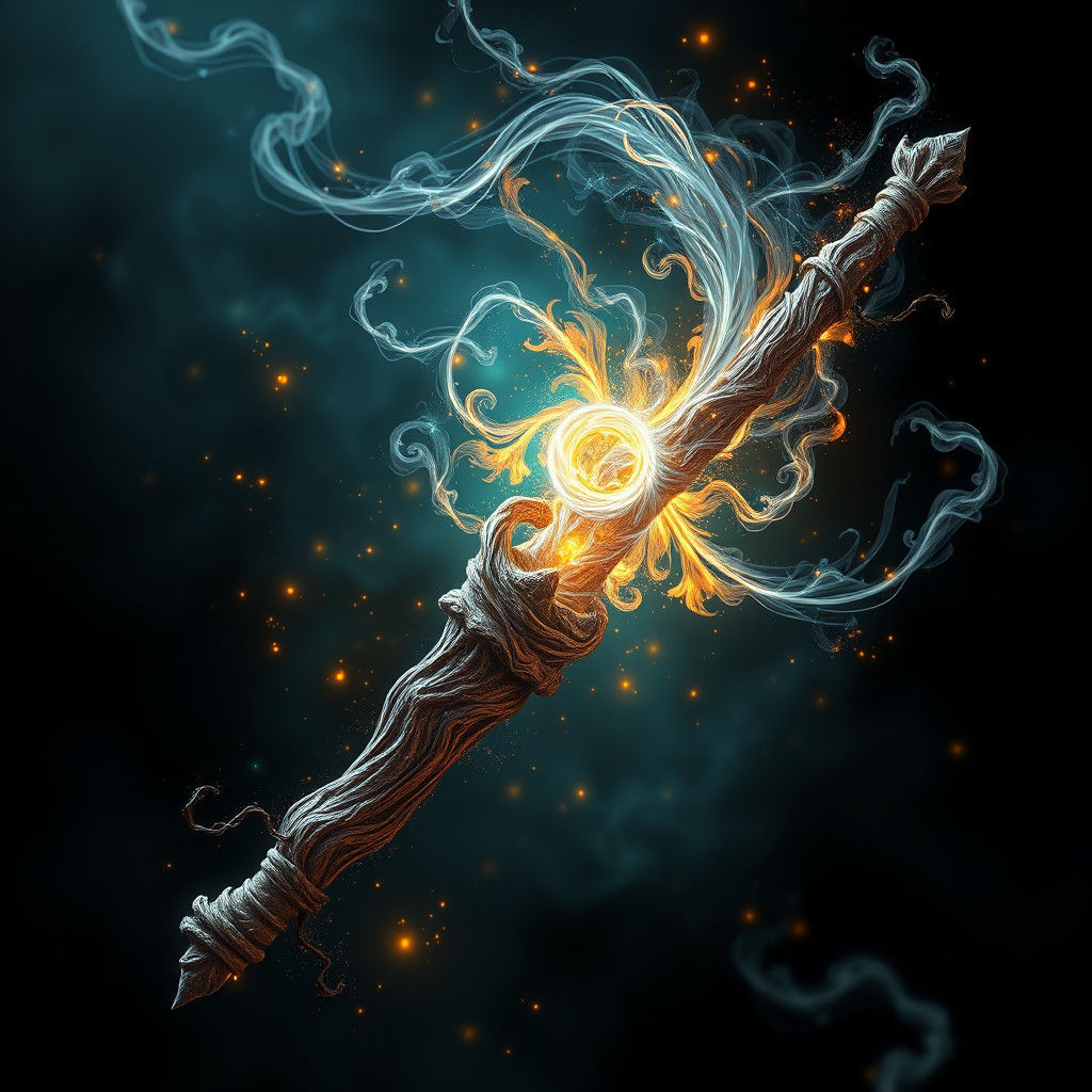 Ethereal Wand Emits Luminescent Energy in Dreamlike Realm