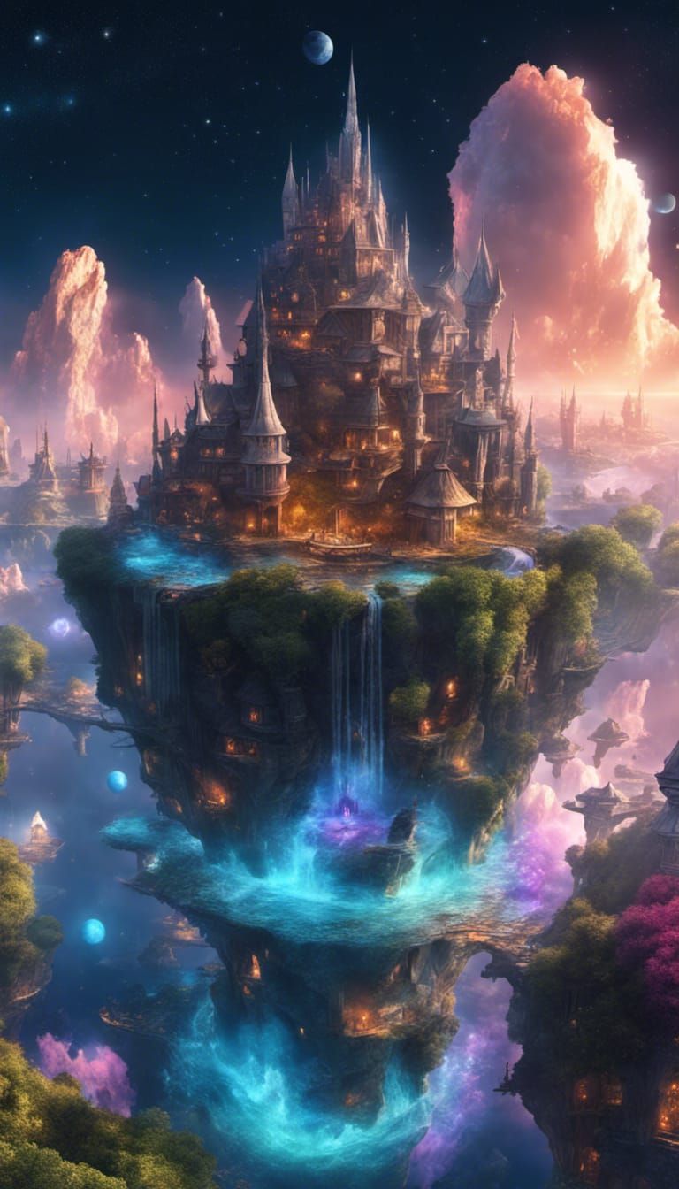 Ethereal Floating Magic Islands in Astral Plane