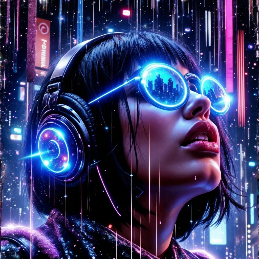 Ethereal Latina in Cyberpunk Dreamscape