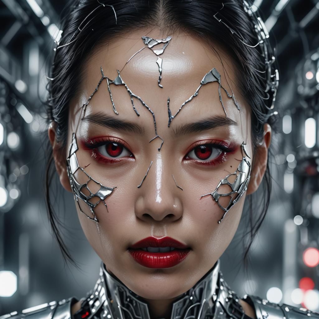 Cybernetic Asian Woman Portrait in Fashion Photography Style