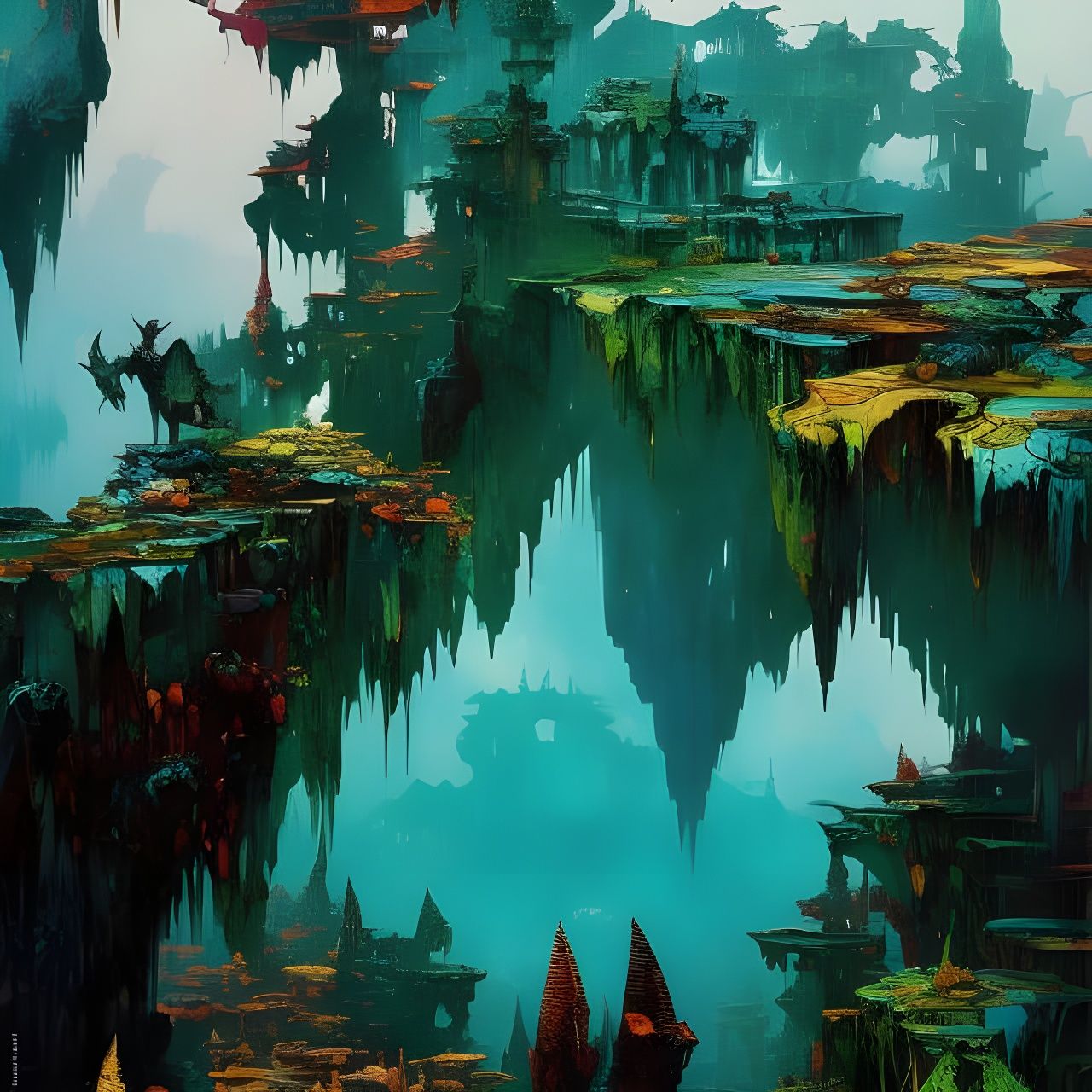 Atlantide Fantasy Kingdom: Hyperdetailed Gouache Illustratio...