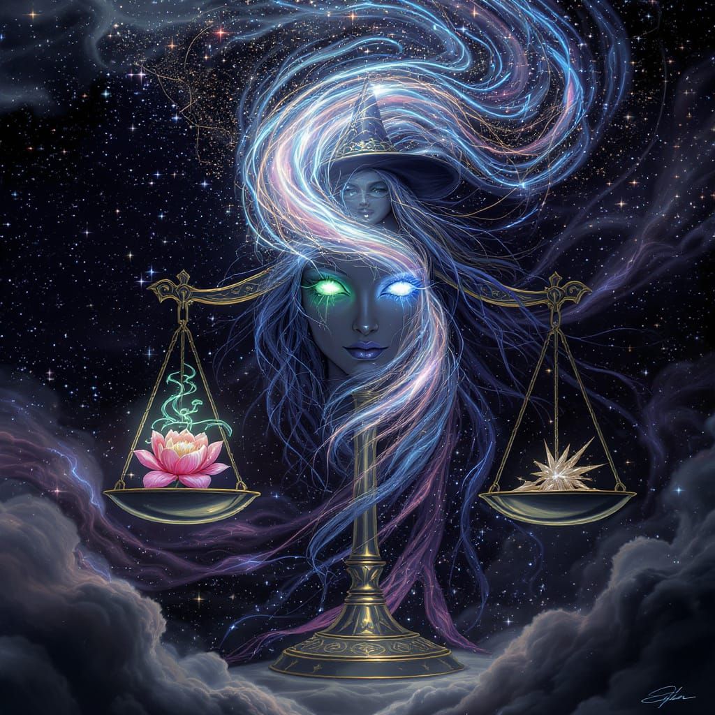 Celestial Sagittarius Witch Conjuring Cosmic Vortex