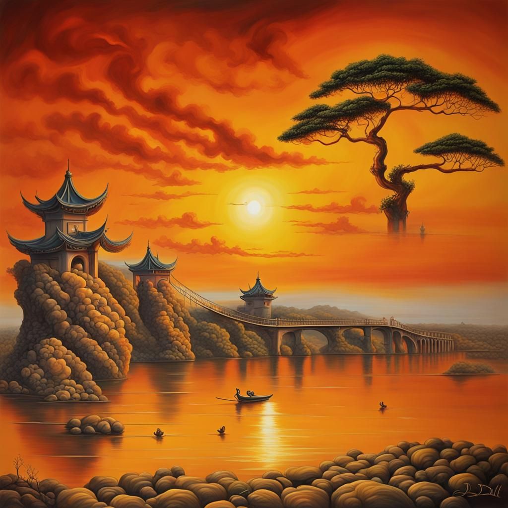 Surreal Sunset in Tainan Taiwan, Salvador Dali Style