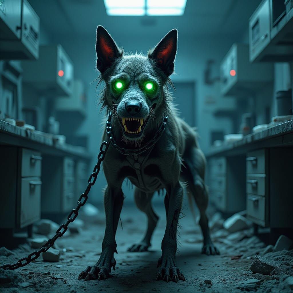 Zombie Dog in Ruined Lab, Biomechanical Horror