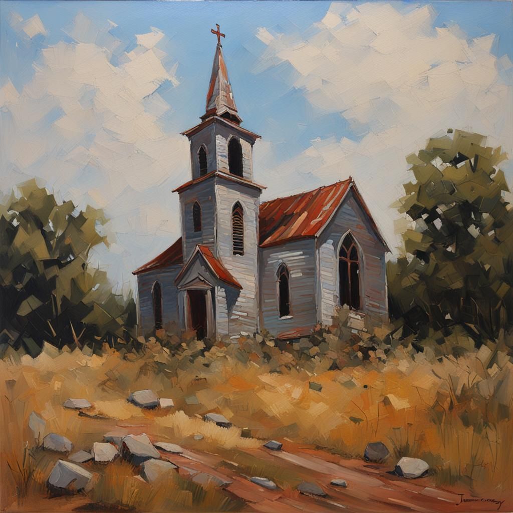 Abandoned Church as Oil Painting