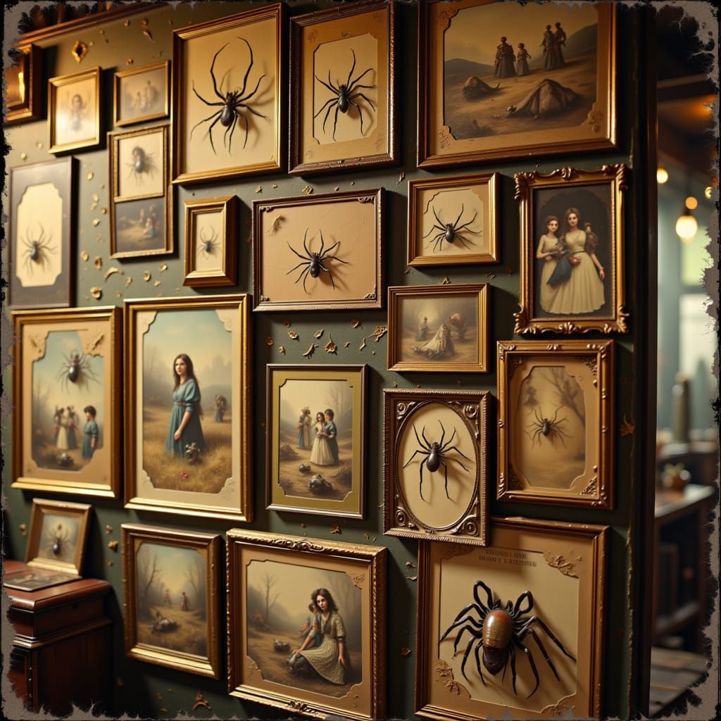 Vintage Polaroid Wall of Spider Family History