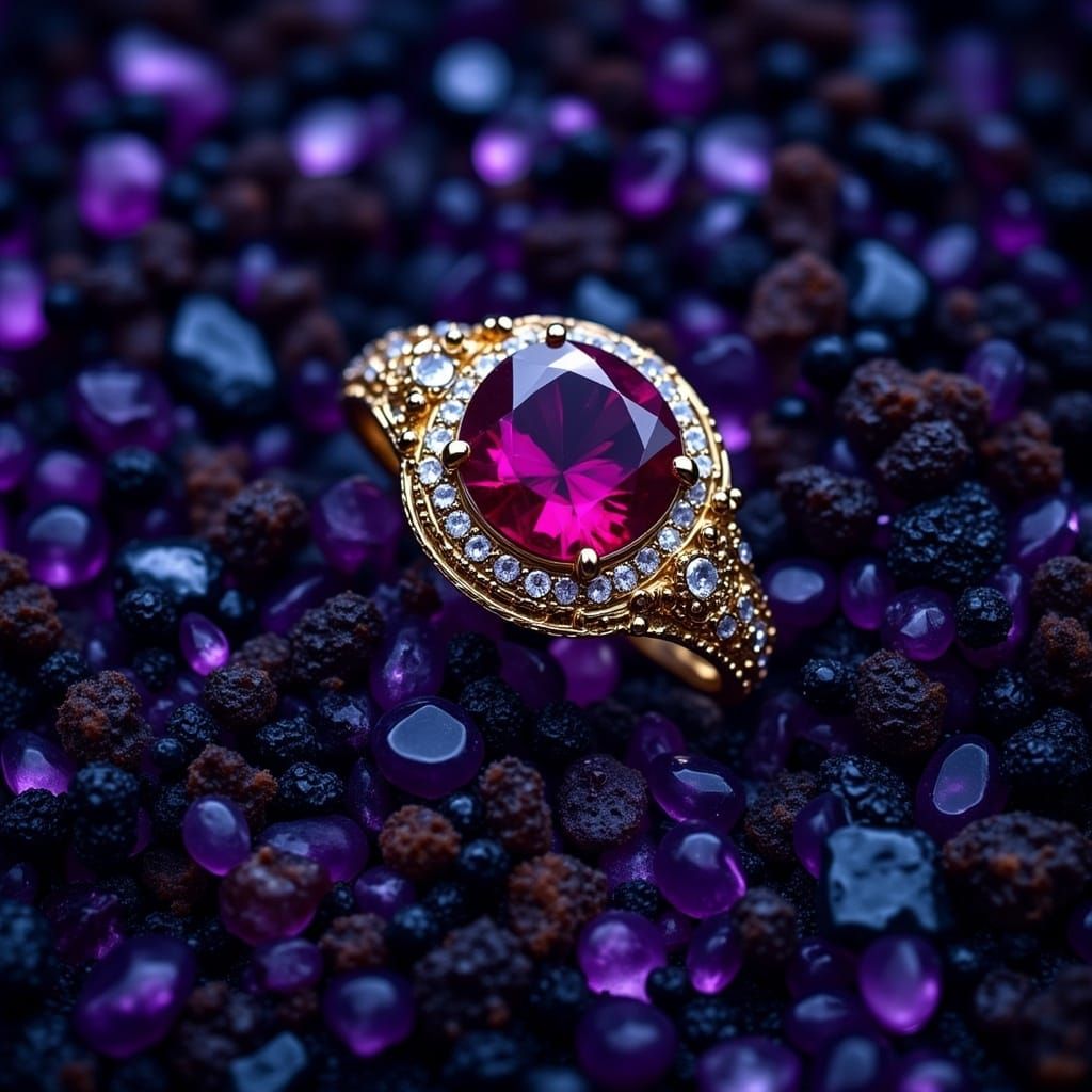 Gothic Beauty with Ruby and Sapphire Gemstones