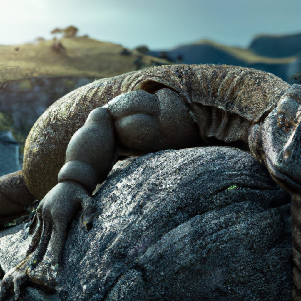 Komodo Dragon Resting: 3D Game Cinematic Graphics