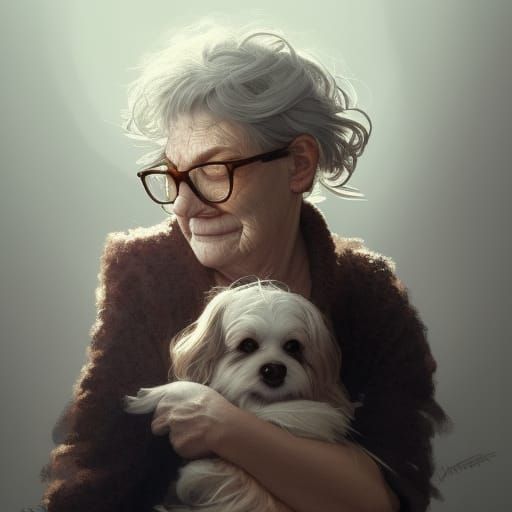 Cozy Morning Portrait: Lady and Dog Under Covers