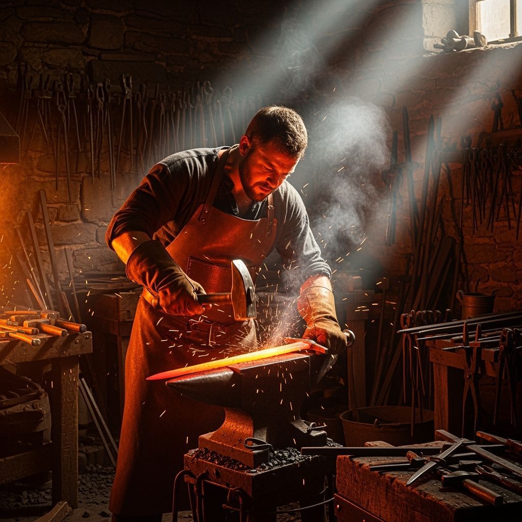Blacksmith Forging Sword in Baroque Style